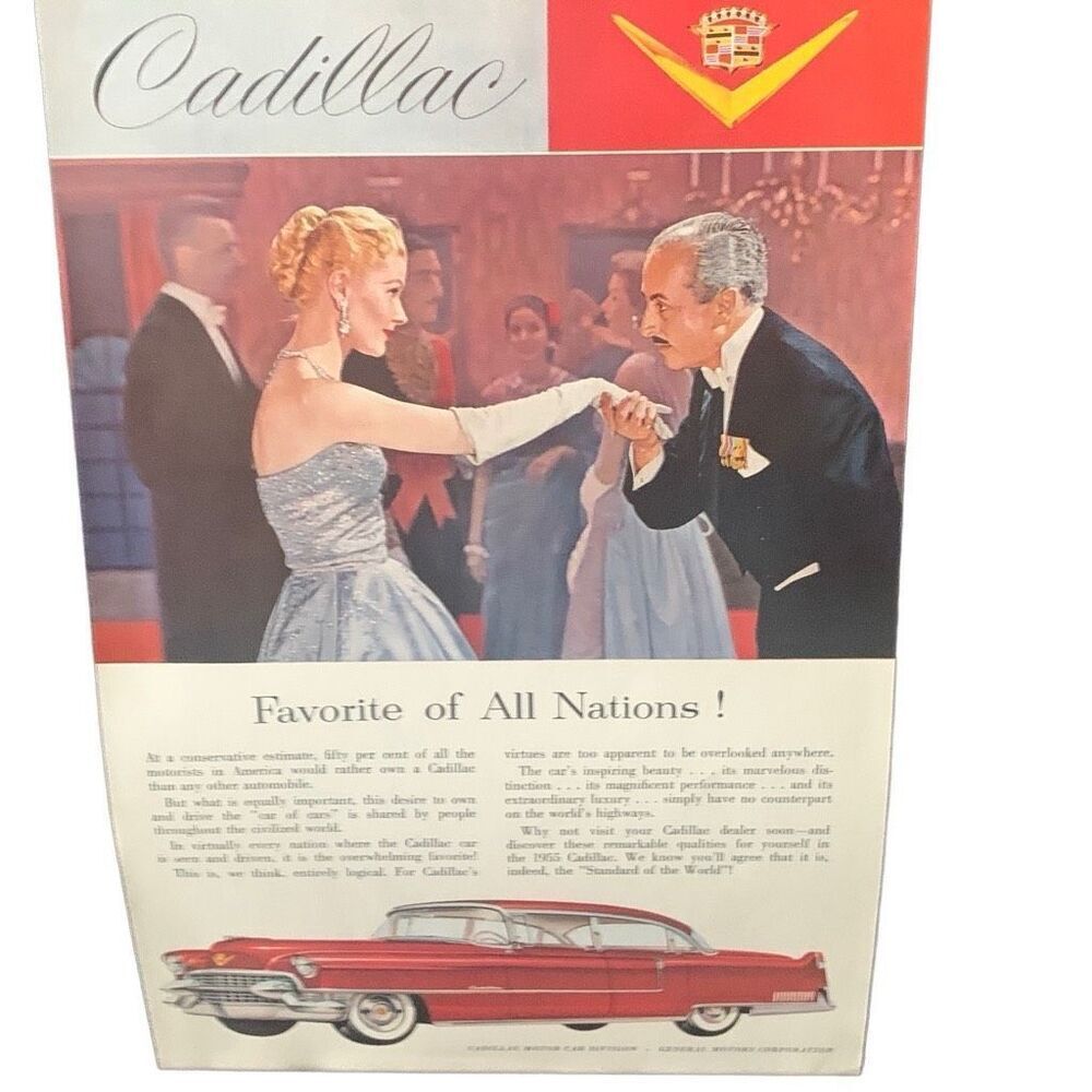 Vintage 1955 Cadillac Favorite of All Nations Ad Advertisement